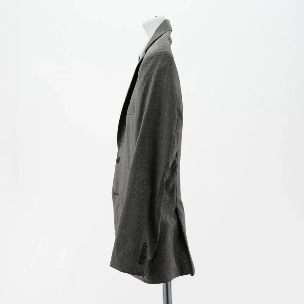 DAMAGED Joseph Jos A Bank Wool Gray Black Check Blazer 38S Tagged 40S Slim Fit